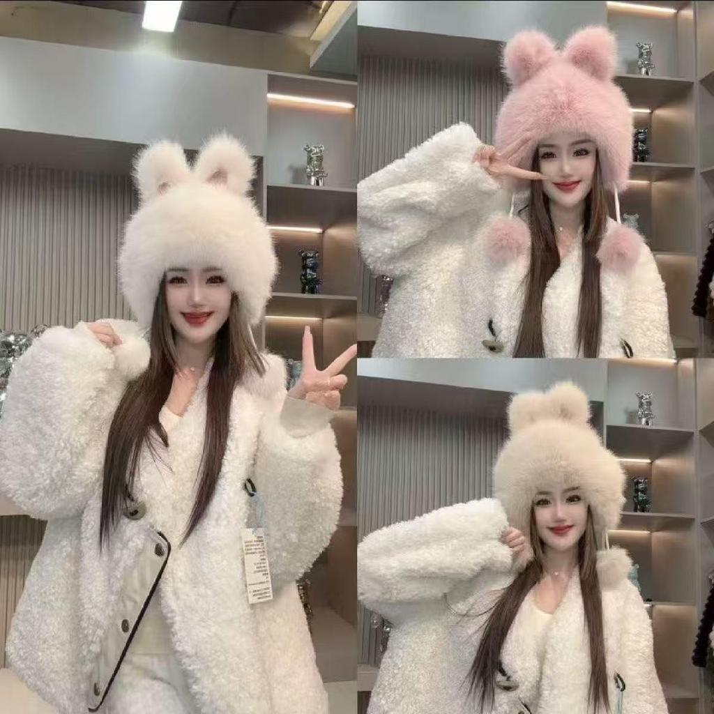 2025 Winter Women's Plush Earmuff Hat with Cute Rabbit Ears - Thick, Cold-Proof, and Windproof Fashion Trend