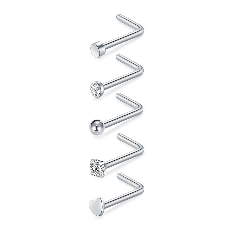 

5/6/21 шт 20 г носовые гвоздики из нержавеющей стали ноздри гвоздики винты носовое кольцо пирсинг серебряные золотые сердечки носовые гвоздики