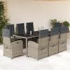 Vidaxl 9-Cz. Conjunto de Muebles de Jardín con Cojines, Gris, Ratán PE