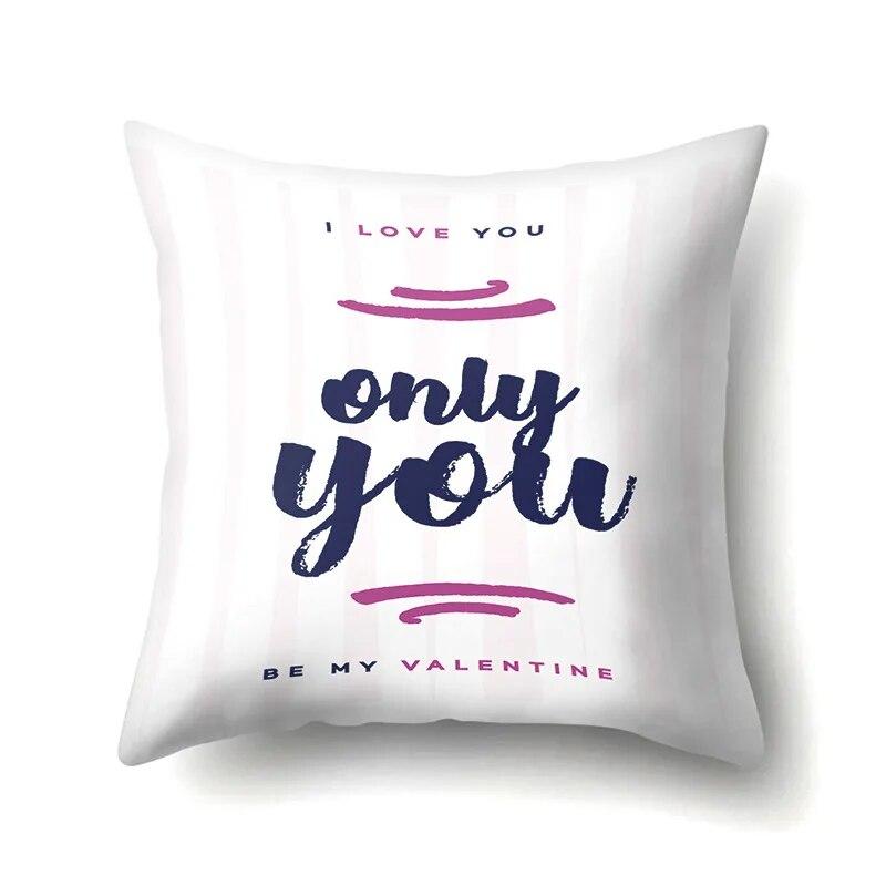 Valentine's Day Letter Love Pattern Printed Pillow Cover Sofa