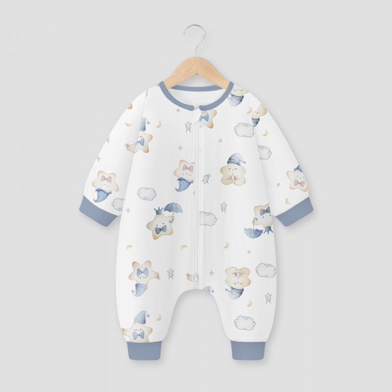 Baby Cotton Sleepsuit With Legs Separated Warm Pajamas Toddlers Fall Winter Unisex Home Wear