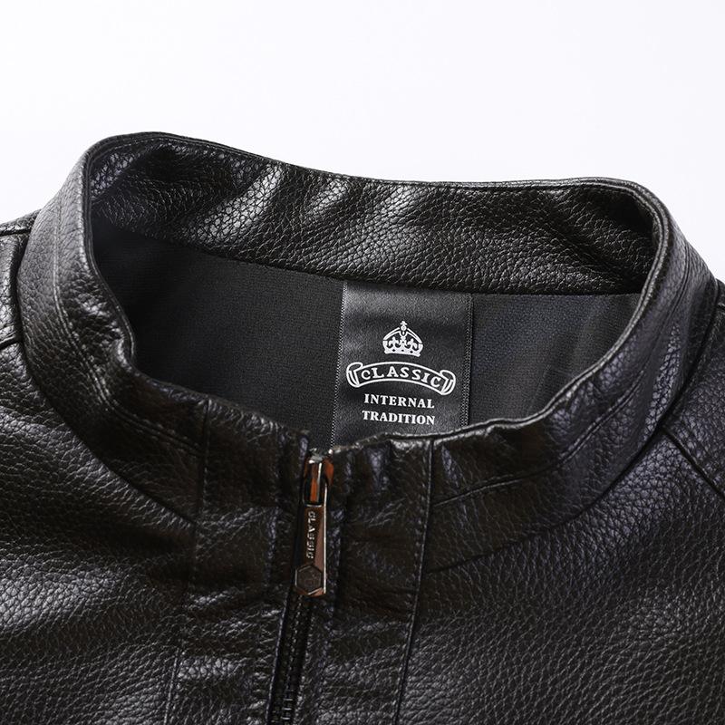 Giacca in pelle da uomo autunno e inverno nuova giacca in pelle morbida con colletto alla coreana Giacca in pelle casual ampia da uomo