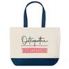 Shopping Bag - PLANETEE - Osteopath On Holiday - Blue Background - Cotton 40x45 Cm - Made In France