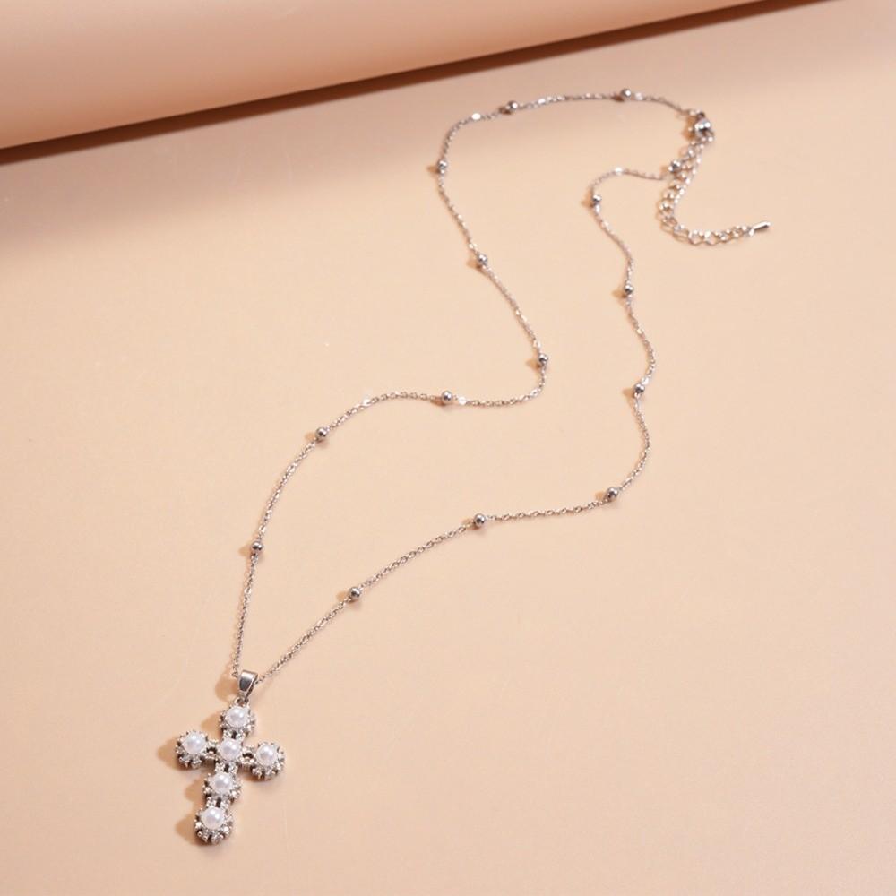 Jewelry Cross Necklace Rhinestone Cross Pendant European American Cross Choker Chain  Party