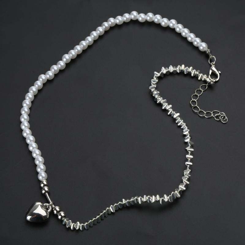 Gebrochene Silberkette Modische Herzkette Legierungsmaterial Anhänger Choker Y2K Schmuck Geschenk für Frau Mädchen