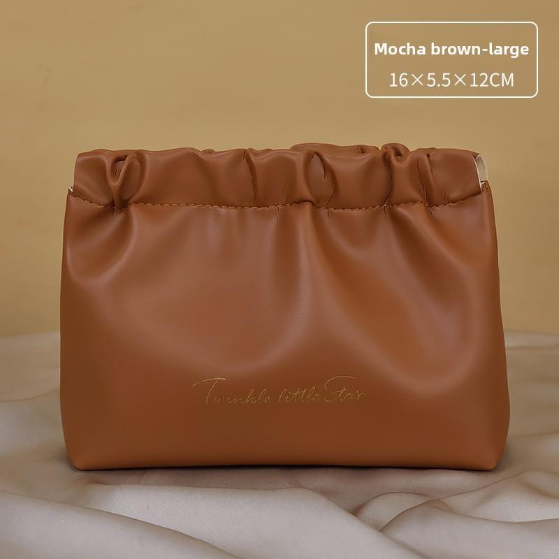 Portable Pu Makeup Bag With Solid Color For Travel And Home Organization