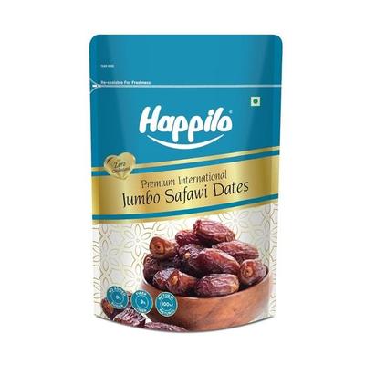 Happilo Safawi Jumbo Dates 200g, Rich In Iron, Antixidants, Fiber and Vitamin, Chewy Texture, Natural Sweetness, No Added Preservatives