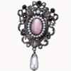 OESDPHS Women'S Retro Court Antique Baroque Western Brooch - Inlaid Pearl & Gemstone Zinc Alloy Pin with Intricate Floral Design, Elegant Accessory Fo