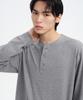 MUSINSA STANDARD Rib Cuff Henley Neck Long Sleeve T-Shirt [Melange Gray]