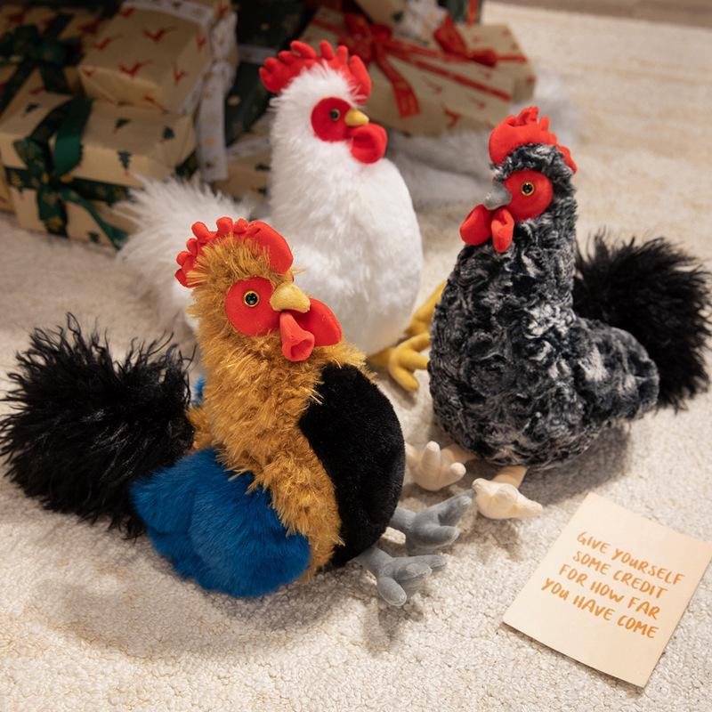Favorite Toy Unisex Amusing Lifelike Poultry Animal Plush Toys Beautiful Colorful Rooster Hen Turkey Doll Soft Stuffed Chicken Toys Home Decor