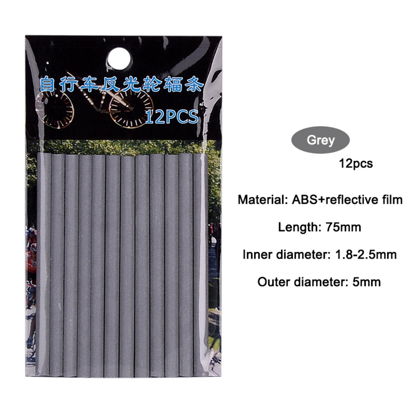 

12 шт., велосипедное колесо, спицы, отражатель, светоотражающее крепление, зажим для трубки, велосипедные предупреждающие полоски One Size серый