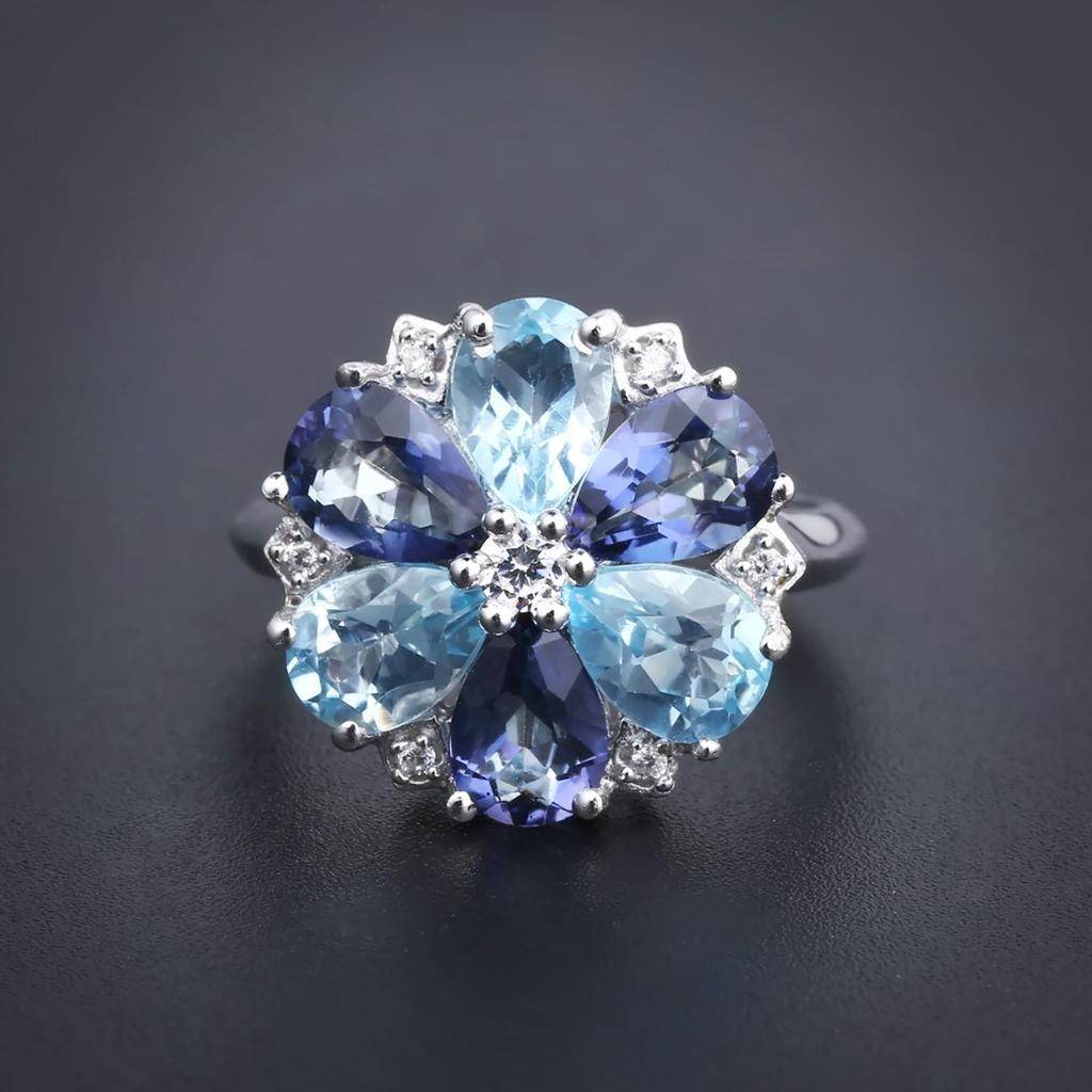 Light Luxury Natural Colored Treasure Ring S925 Sterling Silver Inlaid With Natural Colored Crystal Gemstone Ring