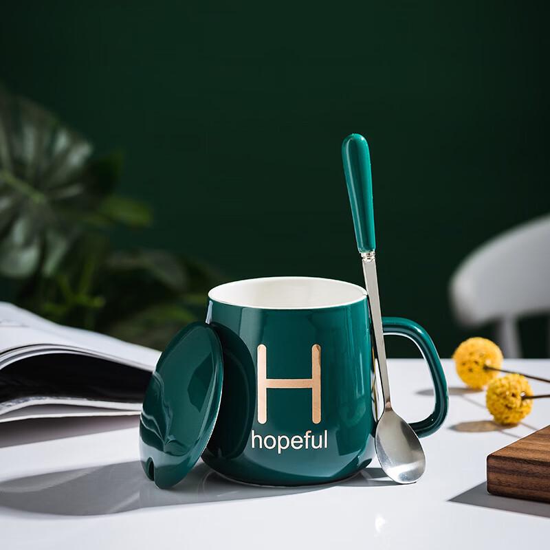 Creative Ceramic Mug with Lid and Spoon