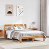 VidaXL Bed Frame with Headboard Wax Brown 120x190cm Pine Wood, Bedroom Furniture, Slatted Base, Wooden Bed, 3306800