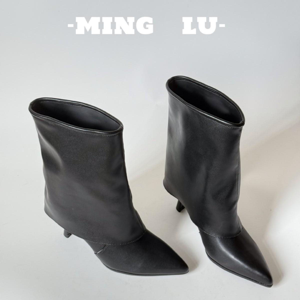 

В наличии: 2025 Осень/Зима Универсальные Европейские и Американские Ботильоны на Шпильке с Острым Носком, Однотонные Женские Модные Ботинки Слипоны. 35 чёрный