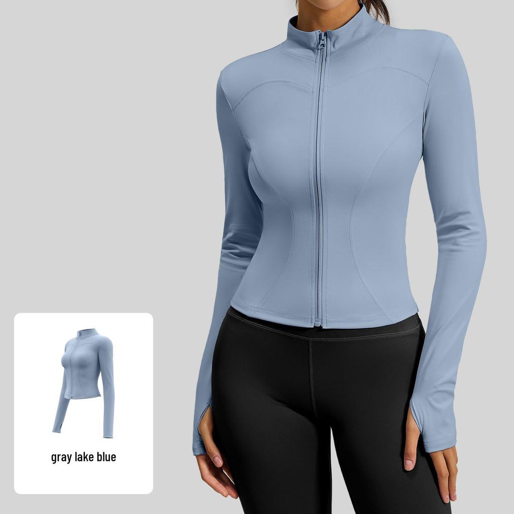 Women's Juyitang Stand-up Collar Yoga Jacket for Running & Cycling - Slimming, Elastic Fitness Top