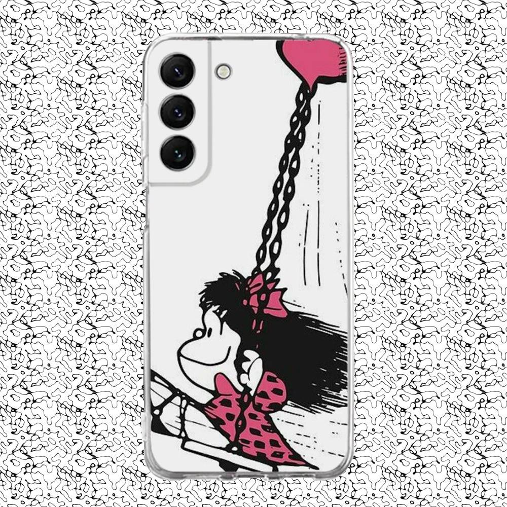 

Cute M-Mafaldas Phone Case For Samsung S24,30,21,22,23,20 FE,lite,PIus,Ultra,5G,Note,9,10 Transparent Cover SamsungS20lite5G