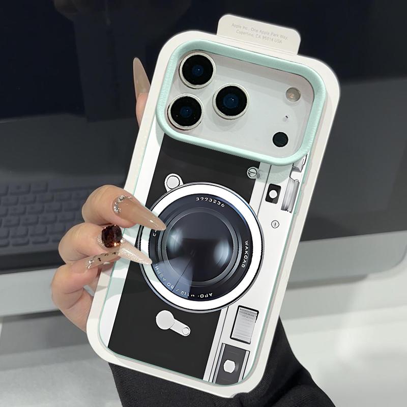 Vintage Camera Pattern Case For iPhone 17 18 Pro Max iPhone 16 15 14 13 Pro Max 17E Leather Texture Soft Silicone Phone Cover