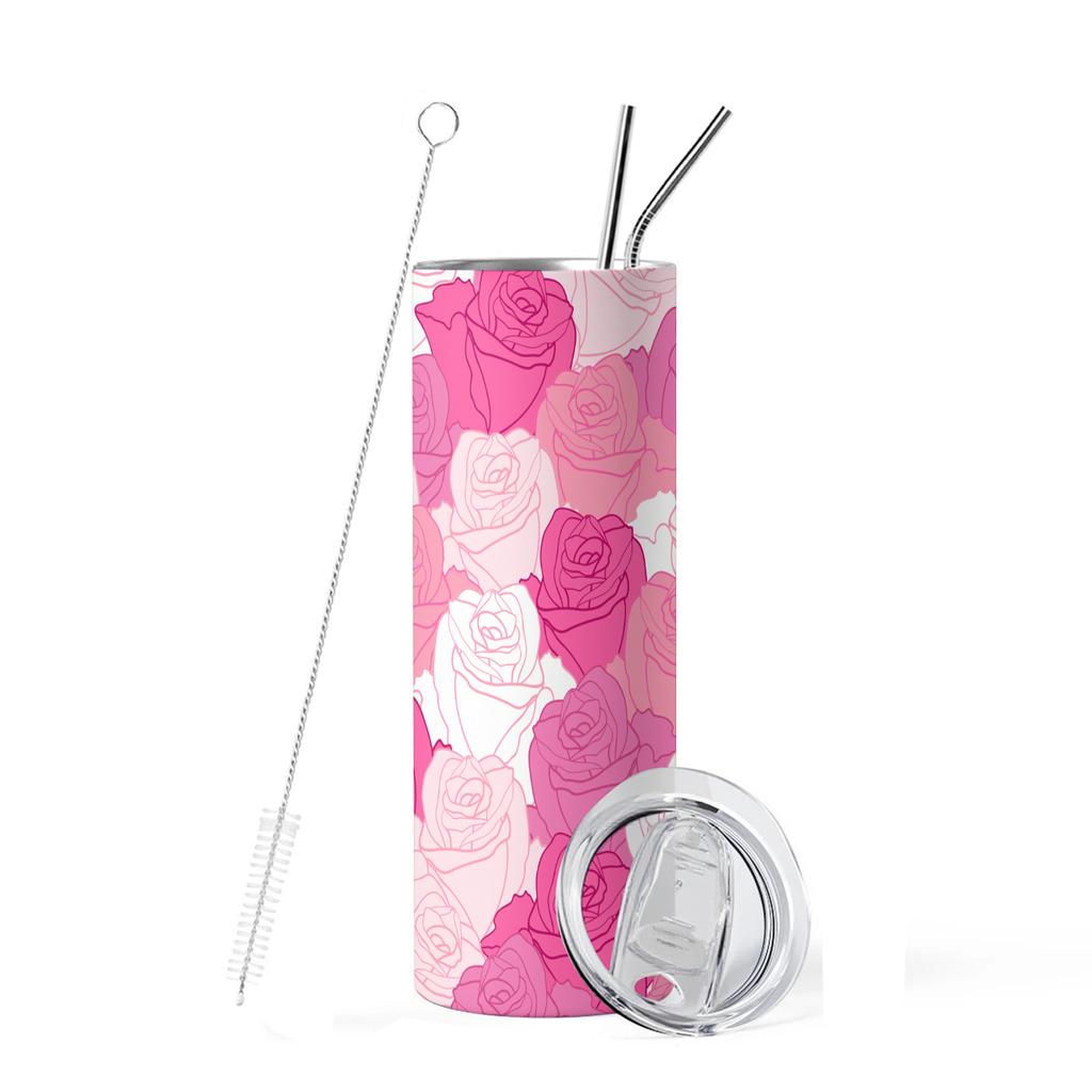 20oz Field Flowers Vacuum Tumblers Cup With Lid and Straw for Hot or Cold Drinks stainless steel Water Bottle Mother's Day gifts