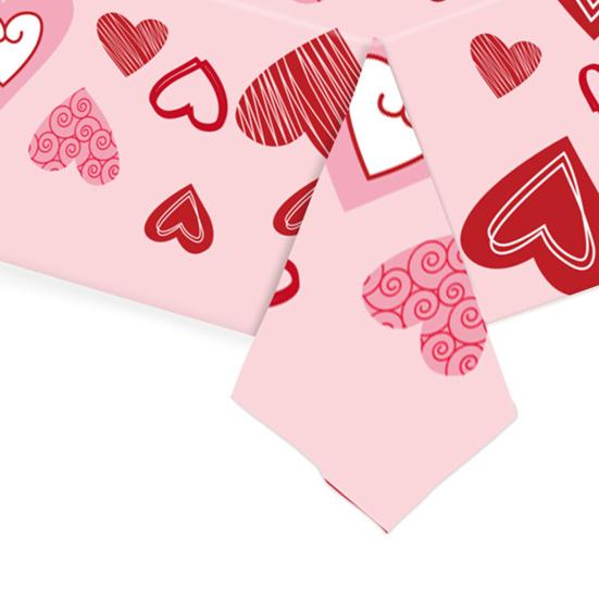 Tablecloth Disposable Ornamental Bright Pink Red Color Valentine's Day Love Heart Table Cover Home Supplies
