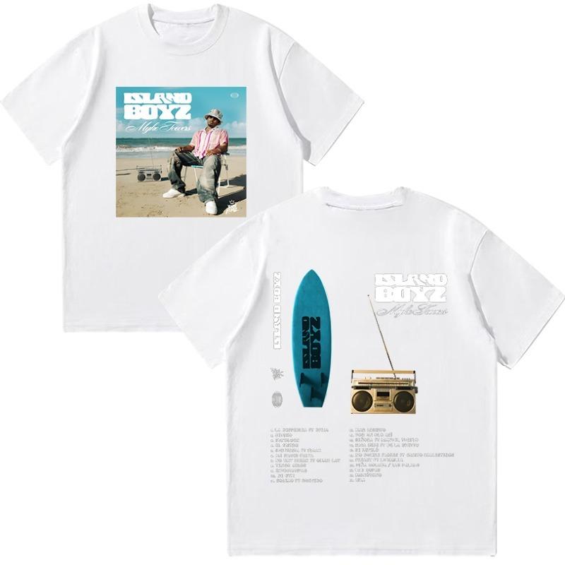 Myke Towers ISLAND BOYz T-Shirt 2025 Neues Album T-Shirt Herren Hip Hop Rock Übergroßes T-Shirt Vintage Hohe Qualität Sommer Streetwear