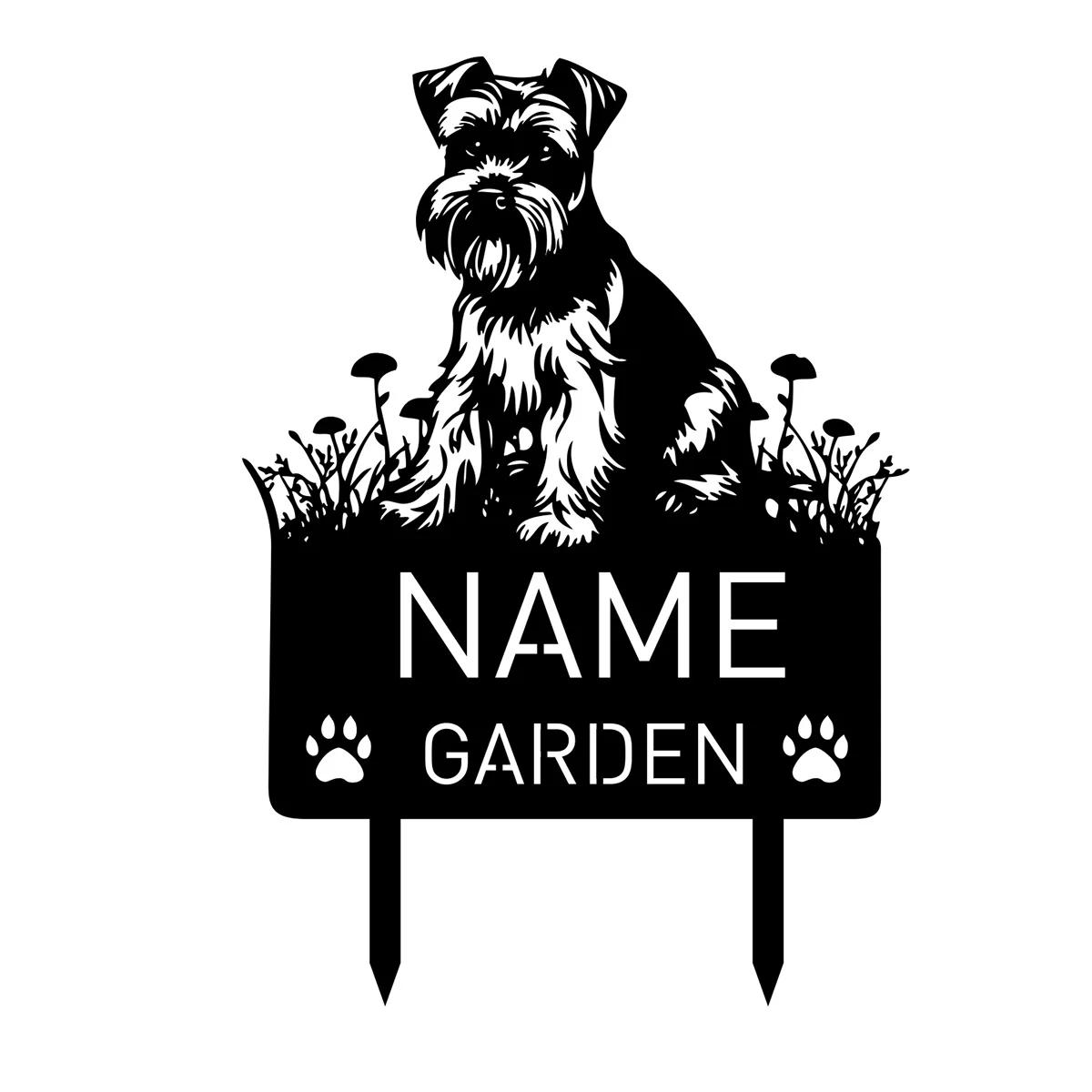 

Personalized Schnauzer Dog Memorial Garden Stake Metal Grave Marker Remembrance Gift чёрный