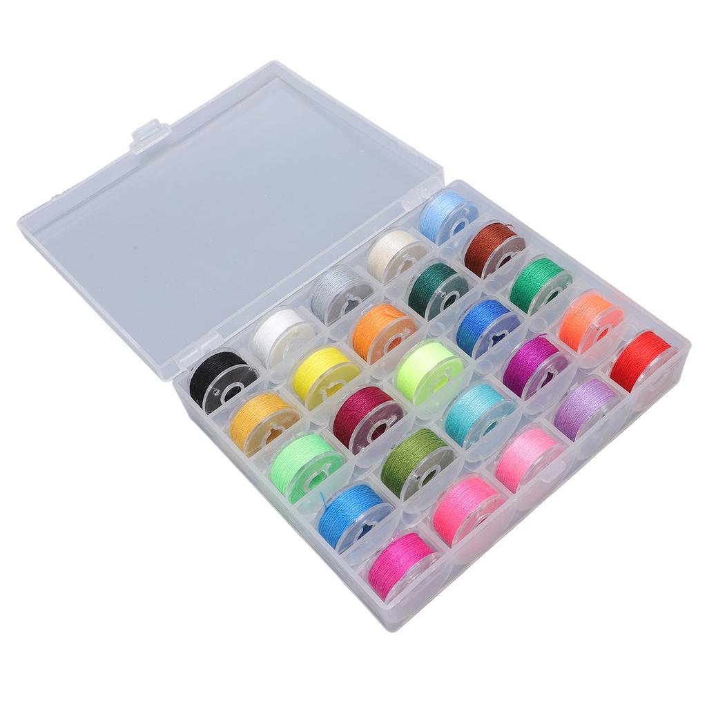 25Pcs Prewound Bobbin Thread Assorted Colors with Storage Case Sewing Machine Accessories