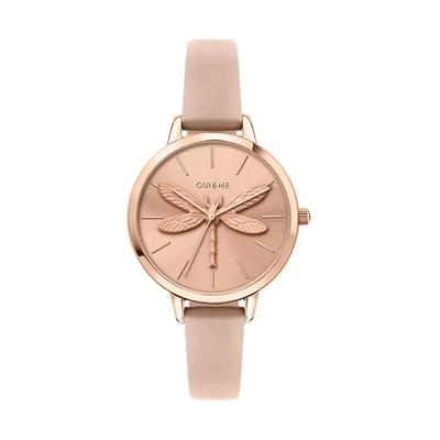 Amourette Roségold Sonnenstrahl-Zifferblatt Lederarmband Quarz ME010100 Damenuhr
