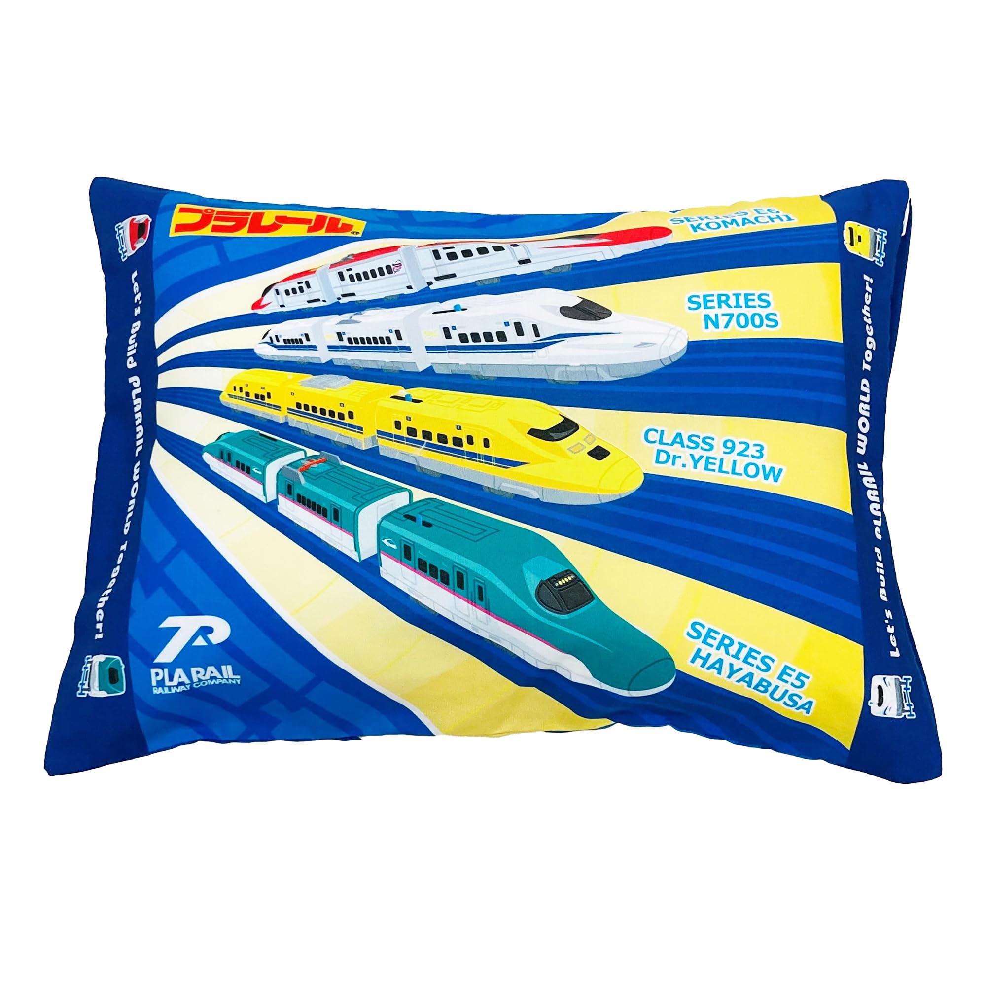

MORIPiLO Подушка Plarail 40x30 см, с чехлом, можно стирать, мягкая подушка с изображением персонажей, синяя, Morishita 4621528, детская, прибл.