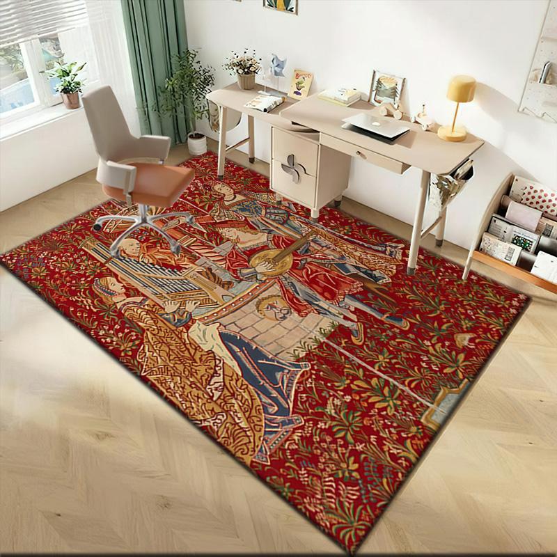 1pc Medieval Period Art Court Carpet Rug for Living Room Bedroom Home Sofa Decoration,Kids Play Non-slip Floor Mat