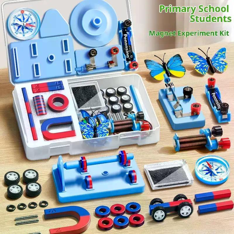 Set 1 Educational Experiment With Bar Ring Horseshoe U Shape Magnets And Compass Stem Physics Science Magnet Kit For Kids