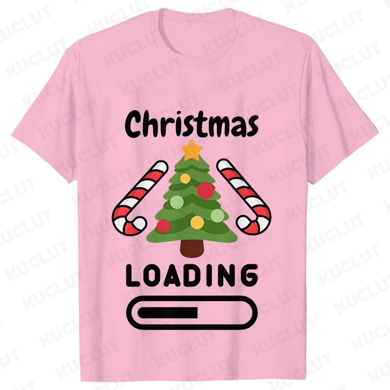 Christmas Loading Graphic TShirt Men Clothing Xmas Short Sleeve Tees Happy New Year Tshirt Trendy Merry Christmas Y2k Tops