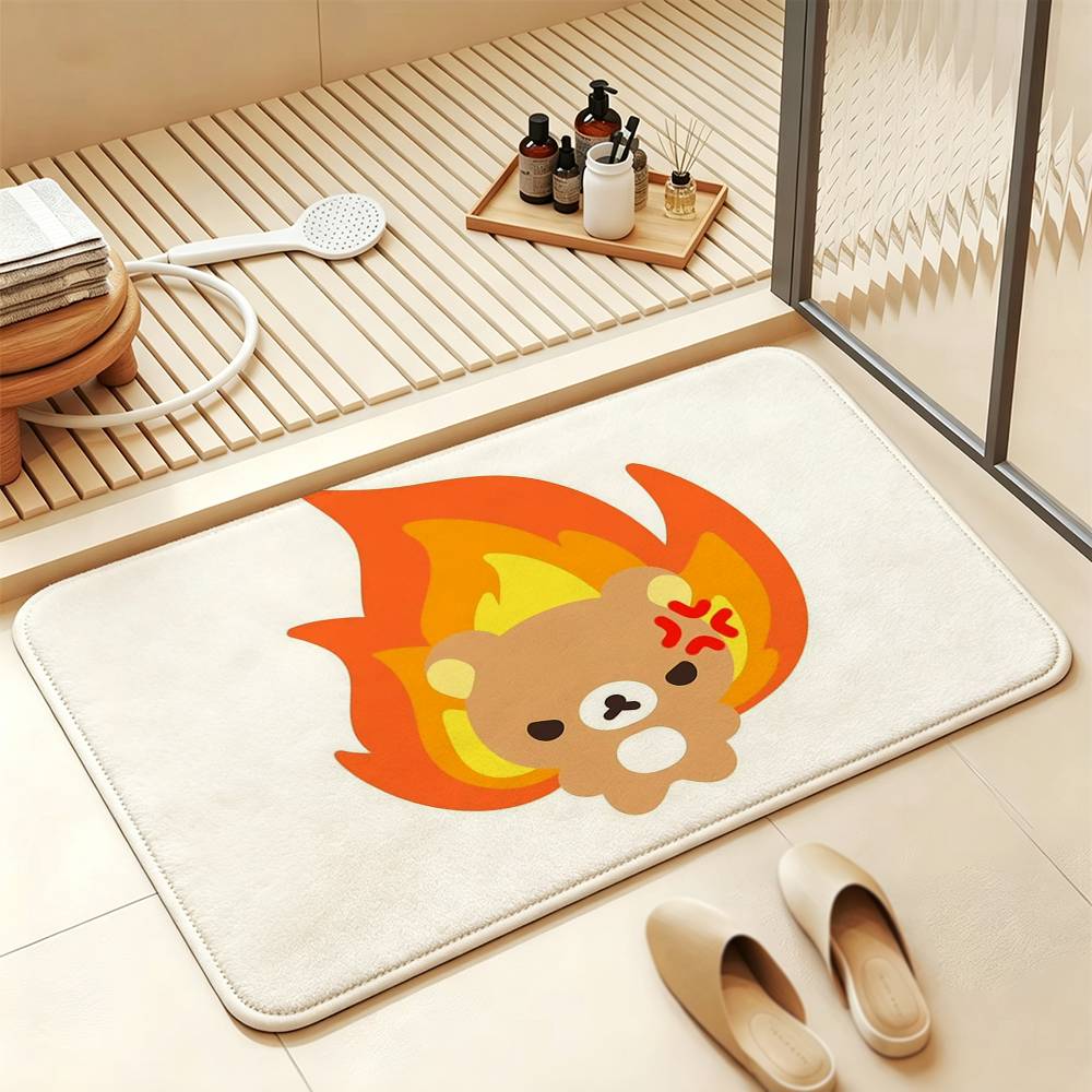 So Lovely R-Rilakkuma-S bear Anti‑Slip Floor Mat Short Plush Rug mat Soft Comfortable Machine Washable Home Decor