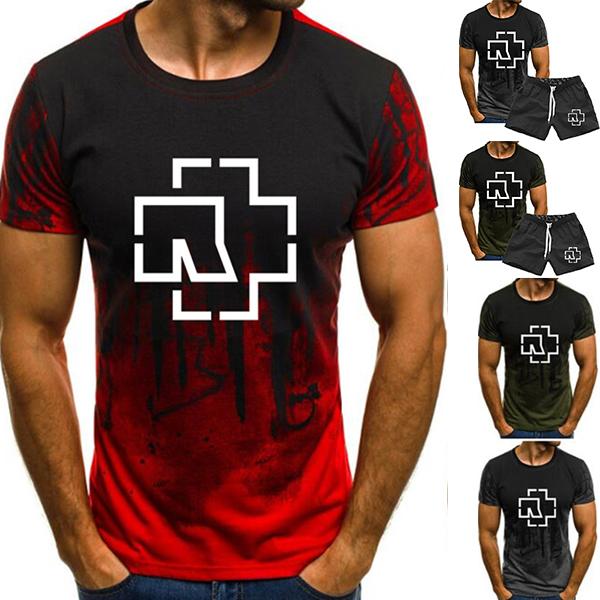 

Мужская футболка с принтом Rammstein, модная футболка с короткими рукавами и рисунком, летний мужской костюм