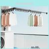 Modern Aluminum Alloy Wallmounted Folding Clothes Drying Rack With Extendable Rod For Indoor And Balcony Use