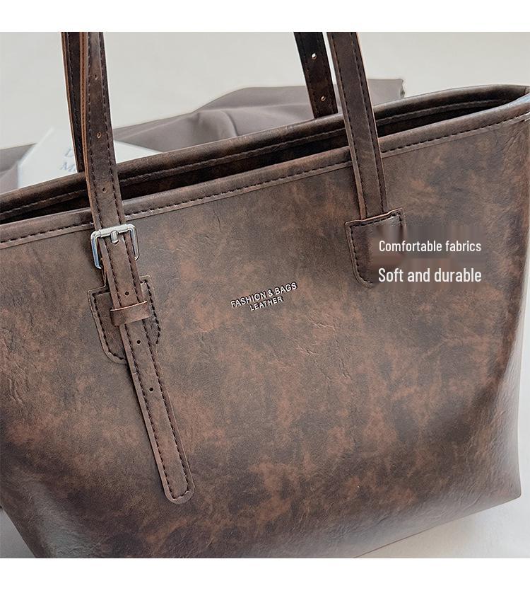 Women's Korean Fashion Large-Capacity Retro Tote Bag - Versatile and Stylish Underarm Accessory