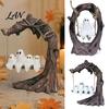 Weather-Resistant Garden Ornament Ghost On Tree Swing Halloween Decor, Resin Spooky Figurine with Vintage Detailed Sculpture for Office Base, Festive