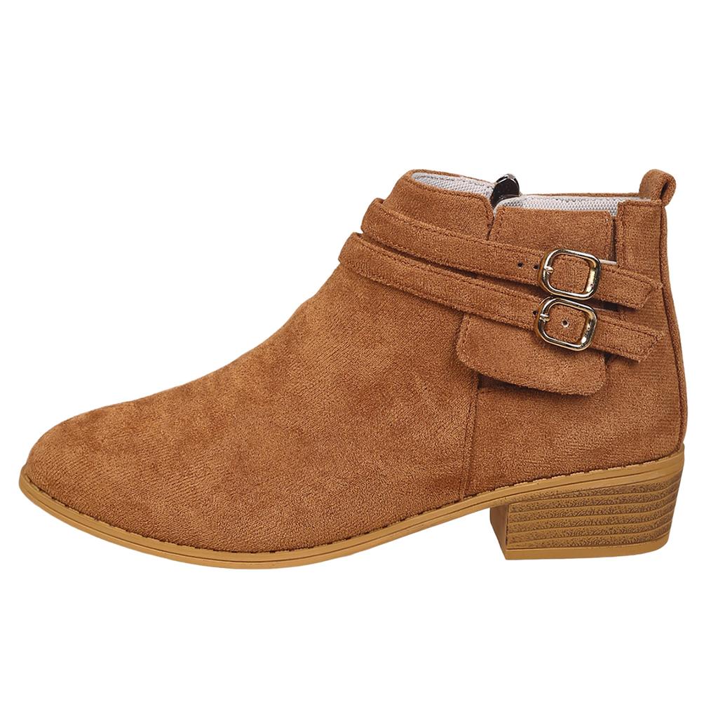 Chunky Heel Women's And Winter Short Boots Fashionable Square Head Bare Boots Shoes Pointed Toe And Bare Womens Flat Boots 8