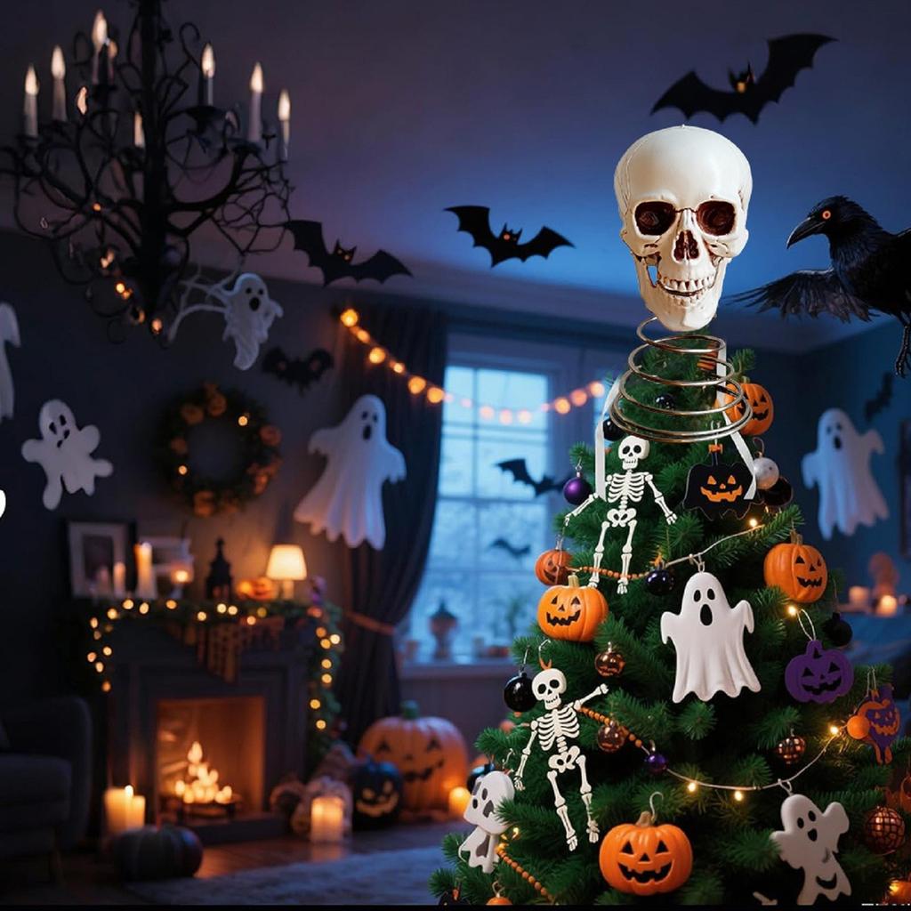 Gothic Spring Skulls Tree Top Decoration With Halloween Party Decoration And Festive Desktop Decoration