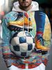 Men's Fashion Long-Sleeve Hoodie, Trendy Printed Sports Sweatshirt with a Visual Collision of Dazzling Football Sportswear. Soft, Comfortable, and