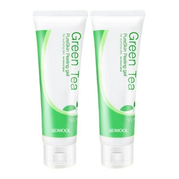 SIDMOOL Green Tea Peeling Gel 120ml Jeju Green Tea Water 10% Natural Cellulose Gommage Wash-Off Korean Facial Exfoliating Gel