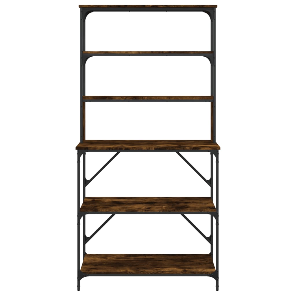 Baker s Shelf with 6 Shelves Smoked Oak Finish 90 x 40 x 180 cm Engineered Wood