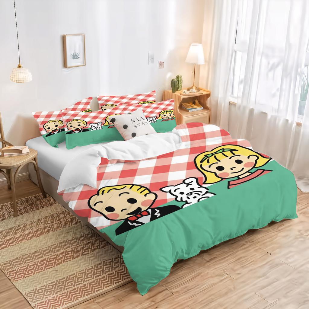 Cartoon Couple Gift Duvet Cover Colorful Childlike Innocence Bedroom 100% Polyester Adult Gift 2/3Pcs Bedding Set