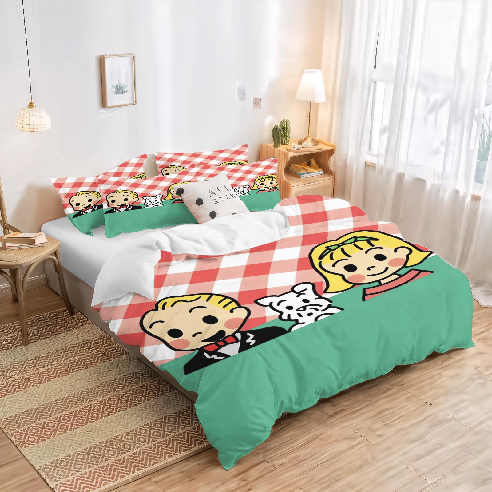 

Comforter Cartoon Couple Gift Colorful Childlike Innocence Bedroom 100% Polyester Adult Gift 2/3Pcs Bedding Set Comforter (quilt)-EU Single(135*200cm)3pcs