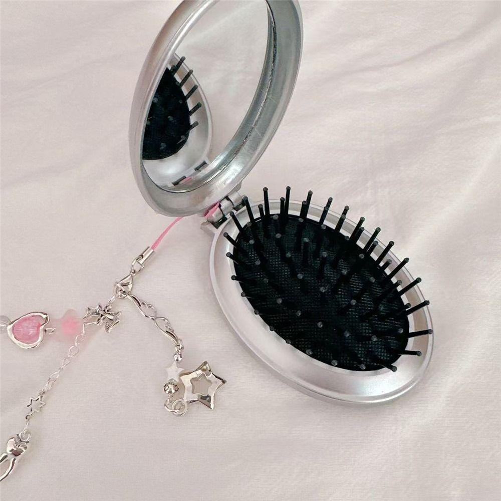 Flip Phone Make-up Mirror Millennium Style Y2k Pendant Plastic Air Cushion Comb Women Girls