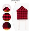 4 pezzi di coprisedie natalizie in plaid rosso nero con coprisedili per sedie in peluche bianco per Natale
