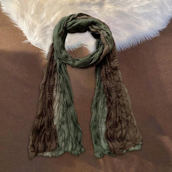 Scarf Shawl Two-Color Gradient Design Pleated Scarf Warm Neck Wrap Cold Weather Neck Warmer Fashion Accessories