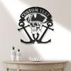 Custom Pirate Skull Anchor Metal Wall Art, Nautical Home Decor Personalized Family Sign