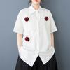 DIMANAF 2026 Women Plus Size New Summer Blouse Shirt Short Sleeve Casual Loose Lady Tops Shirts Cotton Floral