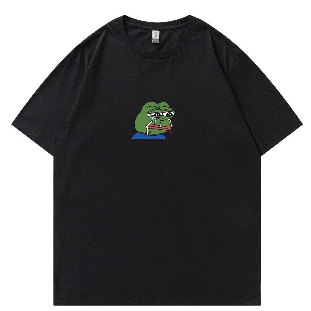Летние брендовые футболки унисекс футболки с принтом Грустная лягушка унисекс хип-хоп забавные топы футболка высокого качества крутая уличная одежда футболки унисекс L 1980₽